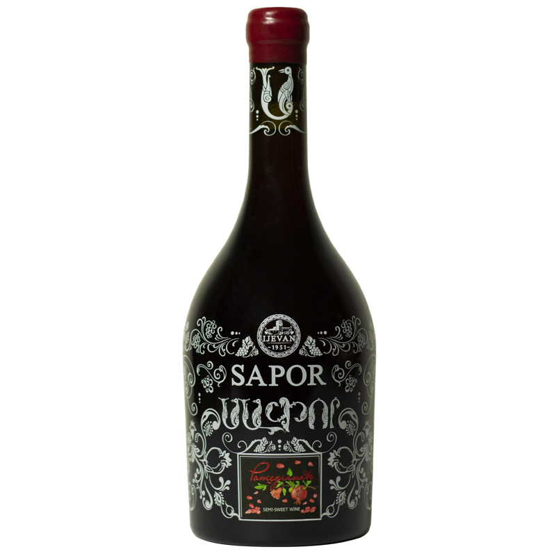 Polosladké červené granatove víno Sapor 750ml